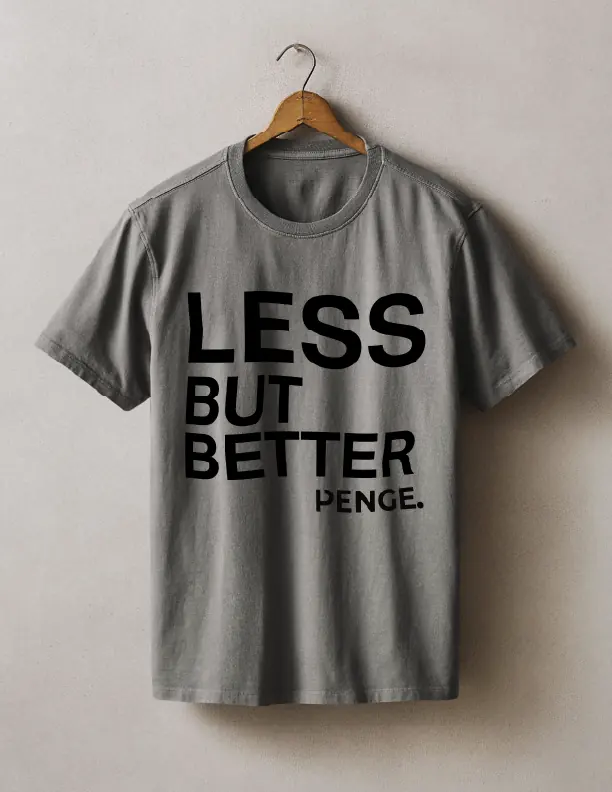 LESS BUT BETTER tee on a hanger